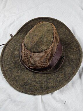 Green And Brown Henschel Hat With Adjustable Strap Size M